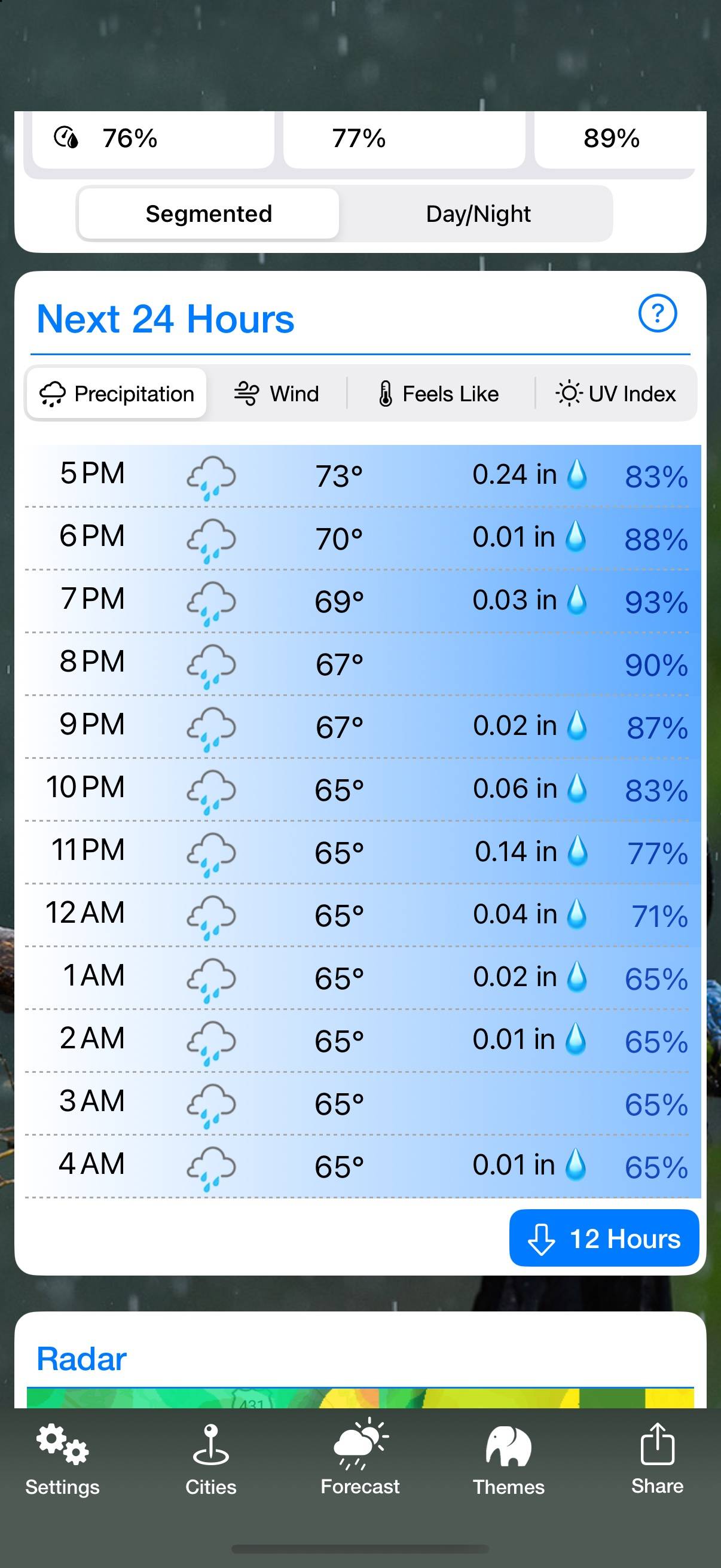 Weather Puppy: Hour by hour